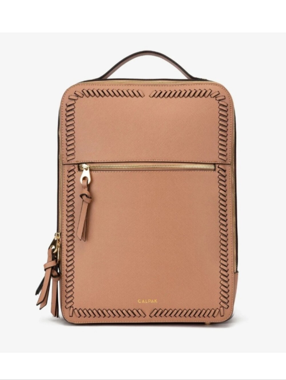 Calpak Kaya 15 Inch Laptop Backpack Faux Vegan Leather Caramel Tan